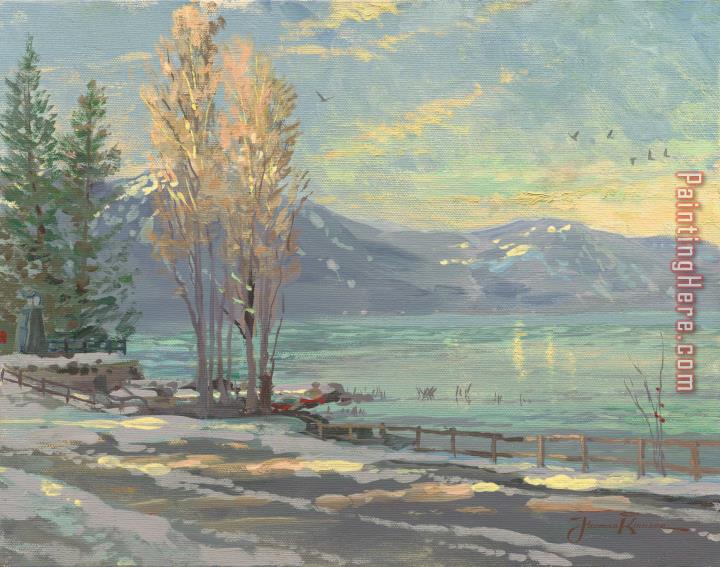 Thomas Kinkade Lake Tahoe Shoreline, Winter
